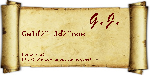 Galó János névjegykártya