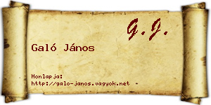 Galó János névjegykártya